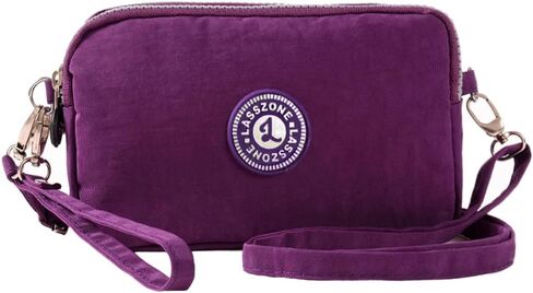 Women's Nylon Cell Phone Purse Small Crossbody Shoulder Bag 3 Layer Wristlet Wallet Zipper Clutch Purse in Saudi Arabia
