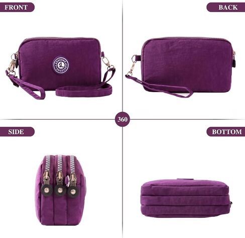 Women's Nylon Cell Phone Purse Small Crossbody Shoulder Bag 3 Layer Wristlet Wallet Zipper Clutch Purse in Saudi Arabia