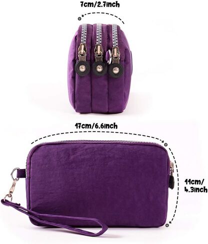 Women's Nylon Cell Phone Purse Small Crossbody Shoulder Bag 3 Layer Wristlet Wallet Zipper Clutch Purse in Saudi Arabia