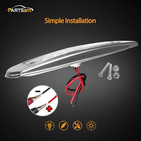 Partsam 10Pcs 6-1/5 Inch Flat Oval Amber Led Side Marker Lights 12 LED Clear Lens Surface Mount w Reflectors Waterproof Replacement for Peterbilt Led Front Fender Marker Cab Panel Lights 12V in Saudi Arabia