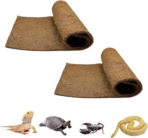 2pcs Reptile Carpet 35.4" x 15.7"Natural Coconut Fibre Cage Iiner Easy to Clean and Curl Lizard Mattress Turtle Bedding for Lizard Snake Turtle Chameleon Gecko in Saudi Arabia