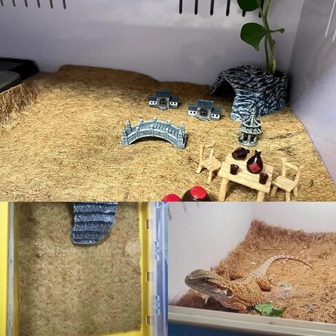 2pcs Reptile Carpet 35.4" x 15.7"Natural Coconut Fibre Cage Iiner Easy to Clean and Curl Lizard Mattress Turtle Bedding for Lizard Snake Turtle Chameleon Gecko in Saudi Arabia