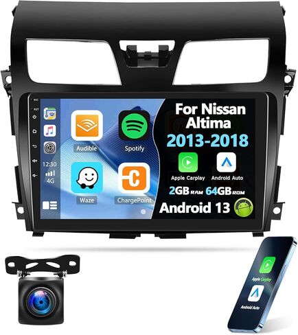 2+64G Android 13 Car Stereo for Nissan Altima 2013-2018 with Wireless Carplay Android Auto,10.1'' Touchscreen Car Radio with Mirror Link,WiFi,GPS Navigation,Bluetooth,FM/RDS Radio,SWC+AHD Rear Camera in Saudi Arabia