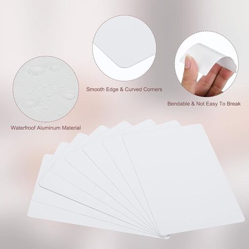 PATIKIL 300 Pack Sublimation Metal Business Cards Blank, 0.21mm Thick 3.4x2.1 Inch Aluminum Printable Name Card for Custom DIY Print, White in Saudi Arabia