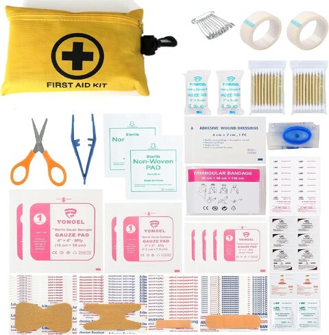 10 Packs Galaxy 151 Pcs First Aid Kits Small for Survival Emergency Trauma Military Tactical Medical School Office Home Hunting Camping Hiking Fishing Outdoor IFAK EMT Yellow Bag in Saudi Arabia