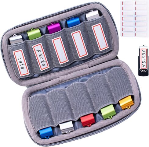 Flash Drive Case USB Holder Organizer Individual 10 Slots with Sticks, Portable Electronic Accessories Storage Bag for USB Flash Drives Jump Drive Memory Stick, Small Solft Cloth Bag (Case Only) Balck in Saudi Arabia