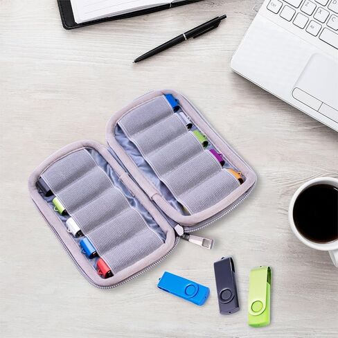 Flash Drive Case USB Holder Organizer Individual 10 Slots with Sticks, Portable Electronic Accessories Storage Bag for USB Flash Drives Jump Drive Memory Stick, Small Solft Cloth Bag (Case Only) Balck in Saudi Arabia
