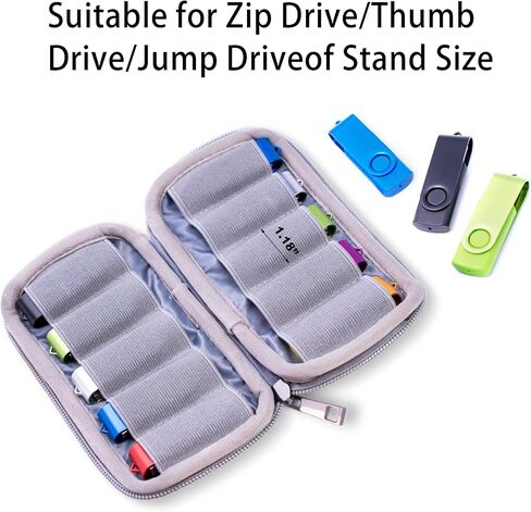Flash Drive Case USB Holder Organizer Individual 10 Slots with Sticks, Portable Electronic Accessories Storage Bag for USB Flash Drives Jump Drive Memory Stick, Small Solft Cloth Bag (Case Only) Balck in Saudi Arabia