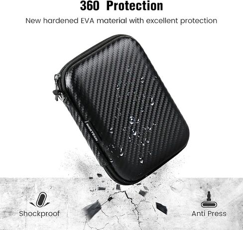حافظة محرك الأقراص الصلبة الخارجية، حقيبة حمل RISETECH لـ WD Elements My Passport 2.5 بوصة محرك الأقراص الثابتة المحمول، Seagate Backup Plus Slim، Canvio Basics 500G 1TB 2TB 3TB 4TB USB 3.0، حقيبة تنظيم الملحقات الصغيرة in Saudi Arabia