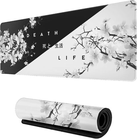 Japanese Wave Mouse Pad Blue and White Mouse Pad Gaming Large XXL Long Mousepad Extended XL Desk Mat Non-Slip Rubber Base Stitched Edges Mice Pad 31.5 X 11.8 Inch in Saudi Arabia