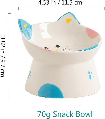 Cute Ceramic Raised Cat Bowls Elevated Design, 15° Tilted FeederProtect Cat's Spine Anti Vomiting Blow for Flat Faced Cats, Kitten Small Dogs,Raise Tilted Cat Food Bowld Pet Dishes(Blue) in Saudi Arabia