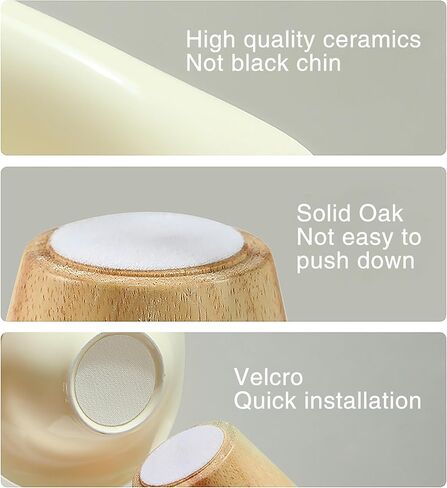 Tronssien Flower Shaped Bowl for Pets, Elevated Wooden Seated Ceramic Cat Bowl, 6.2 inches Food & Water Bowls with Velcro, Raised Circular Design for Puppy and Cats, Warm Yellow (Color) in Kuwait