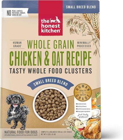 The Honest Kitchen Whole Grain Chicken & Superfoods Whole Food Clusters, Vet Crafted Human Grade Dry Dog Food for Small Breeds, Skin, Coat, Digestion & Healthy Weight, 4 lb Bag in Kuwait