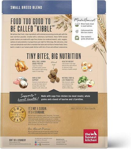 The Honest Kitchen Whole Grain Chicken & Superfoods Whole Food Clusters, Vet Crafted Human Grade Dry Dog Food for Small Breeds, Skin, Coat, Digestion & Healthy Weight, 4 lb Bag in Kuwait