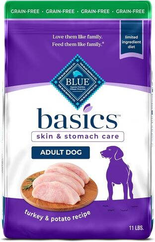 Blue Buffalo Basics Grain-Free Adult Dry Dog Food, Skin & Stomach Care, Limited Ingredient Diet for Dogs, Lamb Recipe, 11-lb. Bag in Saudi Arabia
