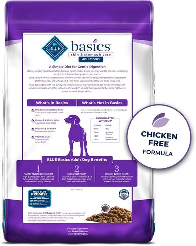 Blue Buffalo Basics Grain-Free Adult Dry Dog Food, Skin & Stomach Care, Limited Ingredient Diet for Dogs, Lamb Recipe, 11-lb. Bag in Saudi Arabia
