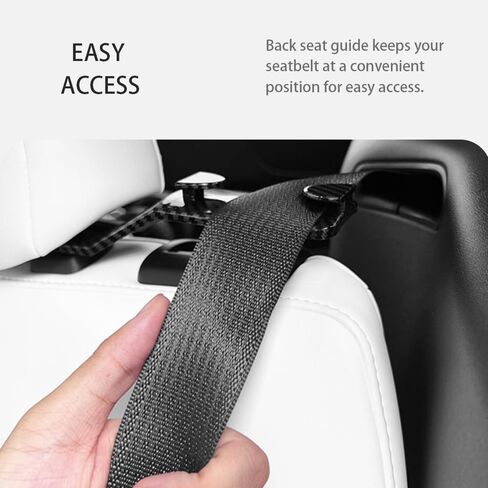 حامل دليل حزام الأمان لحزام المقعد الخلفي Tesla Model Y 2 Pack - نمط ألياف الكربون بلمسة نهائية لامعة يناسب الموديل Y 2021، 2022، 2023 in Kuwait