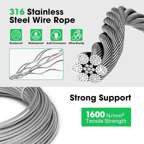 VIVOSUN Wire Trellis Kit with 20 Set Holders and 98.4ft Wire Rope, 316 Stainless Steel Espalier Cable Trellis Kit with Adjustable Spacing for Climbing Plants, Vines and Green Wall in Saudi Arabia