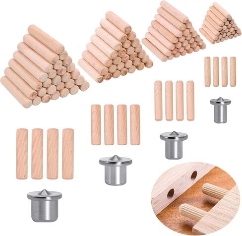 500 قطعة من دبابيس الأوتاد الخشبية، أوتاد خشبية بأحجام متنوعة، دبابيس أوتاد خشبية مخددة مع 4 دبابيس مركزية للأثاث وأعمال النجارة 1/4 بوصة 5/16 بوصة 3/8 بوصة 1/2 بوصة (6 مم، 8 مم، 10 مم، 12 مم) in Kuwait