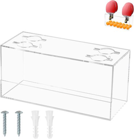 رف تخزين بينج بونج وتنس الطاولة من الأكريليك، عرض مضرب تنس الطاولة، تخزين مجاذيف بينج بونج من الأكريليك على الحائط لـ 4 مجاديف وكرات، رف حائط لكرات التخزين والمجاديف in Kuwait