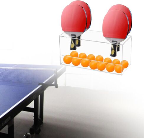 رف تخزين بينج بونج وتنس الطاولة من الأكريليك، عرض مضرب تنس الطاولة، تخزين مجاذيف بينج بونج من الأكريليك على الحائط لـ 4 مجاديف وكرات، رف حائط لكرات التخزين والمجاديف in Kuwait