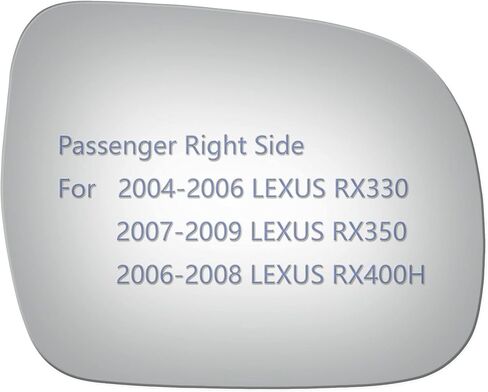 زجاج مرآة جانبية مناسب لـ 2004-2006 Lexus RX330، 2007-2009 Lexus RX350، 2006-2008 Lexus RX400H للركاب الأيمن RH محدب، بما في ذلك اللاصق in Kuwait
