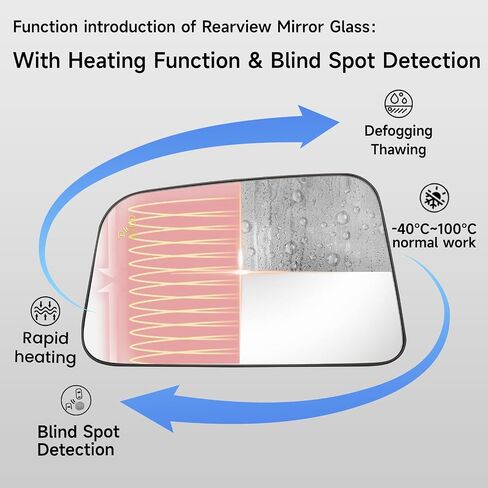 Driver Side Mirror Replacement for Ford Edge 2009 2010 2011 2012 2013 2014 2015 - Left Side Mirror Glass, Rear View Mirrors Glass with Power Heated & Blind Spot in Saudi Arabia