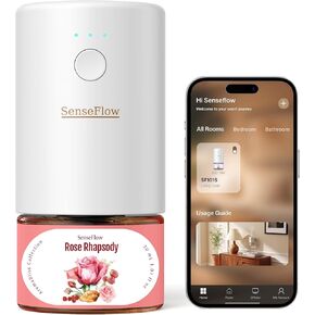 معطر هواء ذكي SF101S Pro للمنزل، موزع روائح الزيوت العطرية بدون ماء، موزع روائح عطرية منزلية، رذاذ عطري طبيعي لمدة 120 يومًا - شاي أبيض مجاني 30 مل (بني إسبرسو) in Kuwait