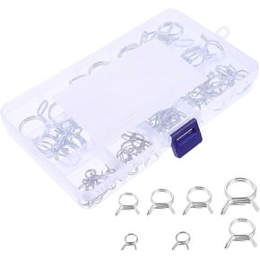 70pcs Small Double-wire Spring Hose Clamps Fuel Line Clamps for Automotive and Motorcycle Tubing, Φ6-φ18 Stainless Steel Pipe Fitting Clips for Plumbing and Fuel Systems in Kuwait