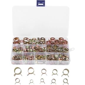 Spring Hose Clamps Assortment, 100PCS Spring Band Clamps Kit with 10 Sizes, Adjustable Hose Spring Clips for Fuel Line, Silicone Hose, Air & Water Pipe in Kuwait