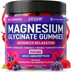 Magnesium Glycinate Gummies 600mg, [2-in-1 Dual Flavor Mix] - Sugar-Free, High Absorption Magnesium Supplement for Adults, Muscle Support and Relaxation, Vegan & Non-GMO in Saudi Arabia