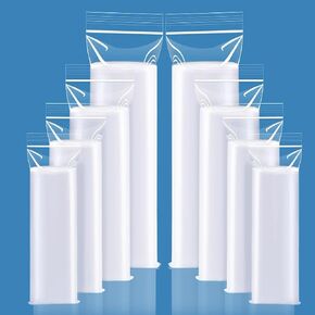 أكياس بلاستيكية طويلة بسحاب قابلة لإعادة الإغلاق من البلاستيك الشفاف، أكياس بولي إيثيلين سميكة ذاتية الغلق مقاومة للماء لمختلف عبوات المنتجات الممدودة (2.5 مل، 50 عبوة) (8 × 20) in Kuwait