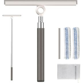 Shower Squeegee for Glass Doors, Telescopic 2-in-1 Squeegee for Window Cleaning with Microfiber Scrubber for Bathroom, Tile Wall, Car Windshield in Saudi Arabia