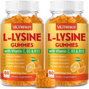علكة L-Lysine 1000 ملغ لدعم المناعة، نكهة البرتقال اللذيذة، نباتية، غير معدلة وراثيًا، خالية من الغلوتين - 120 قطعة in Kuwait