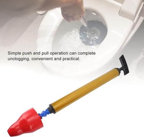 Toilet Plunger, Rubber Reusable Strong Suction High Pressure Drain Blaster Simple Saving Time and Energy Air Pump Toilet Plunger for Kitchen Bathroom Toilet (Red) in Saudi Arabia