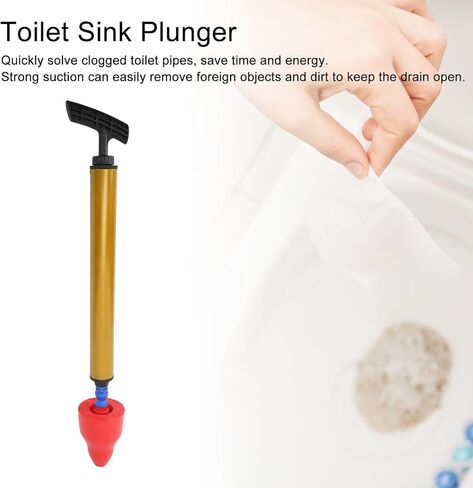 Toilet Plunger, Rubber Reusable Strong Suction High Pressure Drain Blaster Simple Saving Time and Energy Air Pump Toilet Plunger for Kitchen Bathroom Toilet (Red) in Saudi Arabia