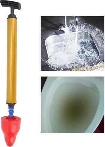 Toilet Plunger, Rubber Reusable Strong Suction High Pressure Drain Blaster Simple Saving Time and Energy Air Pump Toilet Plunger for Kitchen Bathroom Toilet (Red) in Saudi Arabia