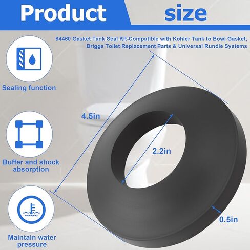 طقم ختم خزان الحشية 84460 - متوافق مع خزان Kohler إلى حشية الوعاء، وقطع غيار مرحاض بريجز وأنظمة Rundle العالمية in Kuwait