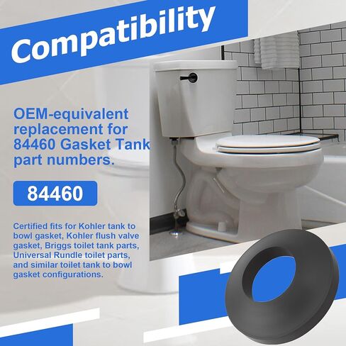 طقم ختم خزان الحشية 84460 - متوافق مع خزان Kohler إلى حشية الوعاء، وقطع غيار مرحاض بريجز وأنظمة Rundle العالمية in Kuwait
