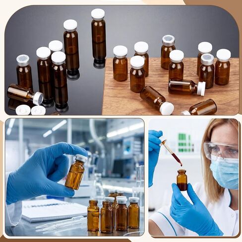 50 قطعة من قوارير فارغة معقمة ومختومة مع منفذ حقن ذاتي الشفاء، قوارير زجاجية فارغة من العنبر الشفاف مع غطاء قلاب من الألومنيوم البلاستيكي المحكم، قارورة حقن معقمة لمختبر القاع المسطح (3 مل) in Kuwait