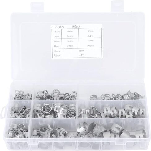 Oumefar 304 مشابك خرطوم من الفولاذ المقاوم للصدأ مشبك زنبركي متين/حامل لأنبوب البنزين 160 قطعة لمشبك خط الوقود in Kuwait