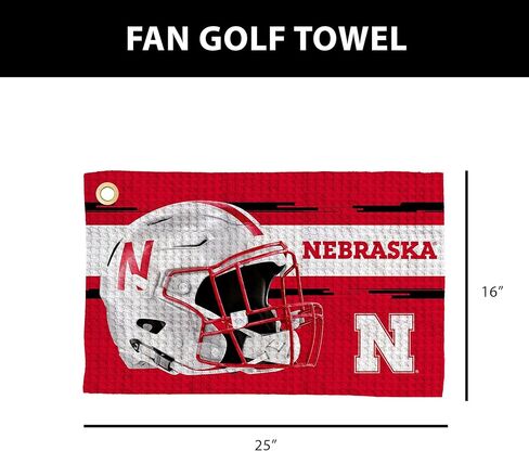 Northwest NCAA Nebraska Cornhuskers Golf Towel, Official Licensed Microfiber Waffle Fabric, Absorbent 16x25 in Club Cleaning Accessory, Light Up Design in Saudi Arabia