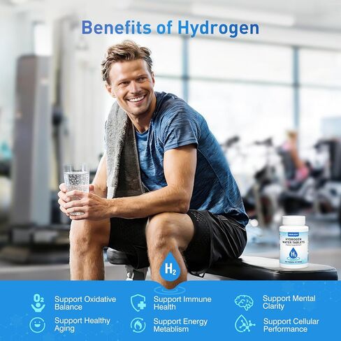 Hydrogen Water Tablets with Magnesium, Up to 12 PPM Molecular Hydrogen Tablets for Drinking Water, Support Oxidative Balance & Energy Metabolism (60 Counts, Unflavored) in Saudi Arabia