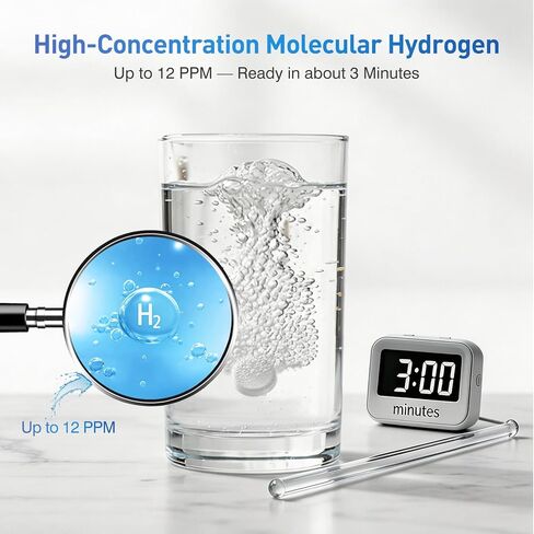 Hydrogen Water Tablets with Magnesium, Up to 12 PPM Molecular Hydrogen Tablets for Drinking Water, Support Oxidative Balance & Energy Metabolism (60 Counts, Unflavored) in Saudi Arabia