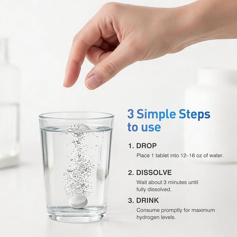 Hydrogen Water Tablets with Magnesium, Up to 12 PPM Molecular Hydrogen Tablets for Drinking Water, Support Oxidative Balance & Energy Metabolism (60 Counts, Unflavored) in Saudi Arabia