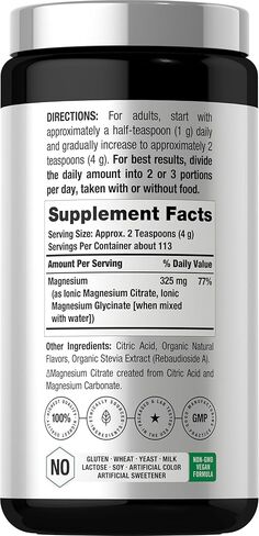 Horbaach Magnesium Citrate & Glycinate | 325 mg | 16 oz | Raspberry Lemon Flavored Drink Mix | Vegan, Non-GMO and Gluten Free in Saudi Arabia