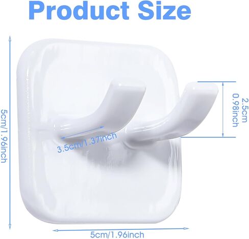 Razor Holder, Shaver Hook Hanger Stand 2 Pack, Waterproof Utility Storage Hooks, Wall Mounted Self-Adhesive Double Hooks for Razor, Loofah, Towel, Shaver, Coat, Key,Easy to Install - White in Saudi Arabia