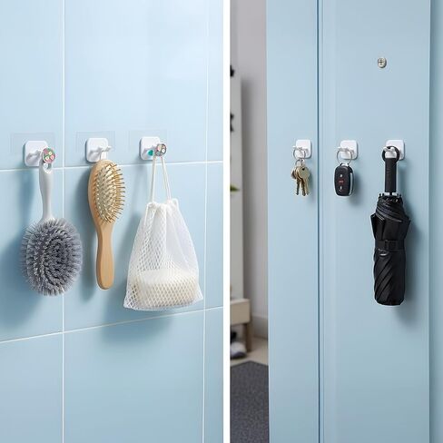 Razor Holder, Shaver Hook Hanger Stand 2 Pack, Waterproof Utility Storage Hooks, Wall Mounted Self-Adhesive Double Hooks for Razor, Loofah, Towel, Shaver, Coat, Key,Easy to Install - White in Saudi Arabia