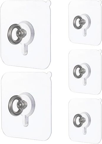 5 Pack Adhesive Ceiling Hooks, Heavy Duty No Drill Ceiling Hanging Hook, Stainless Steel, Waterproof, Nail-Free Self Adhesive Ceilings Wall Hangers for Hanging Plants Wind Chimes Lanterns in Saudi Arabia