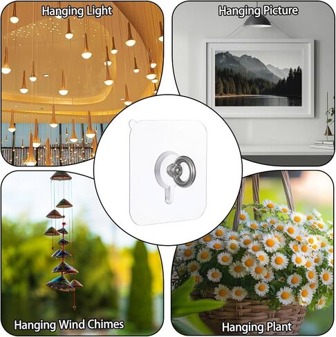 5 Pack Adhesive Ceiling Hooks, Heavy Duty No Drill Ceiling Hanging Hook, Stainless Steel, Waterproof, Nail-Free Self Adhesive Ceilings Wall Hangers for Hanging Plants Wind Chimes Lanterns in Saudi Arabia